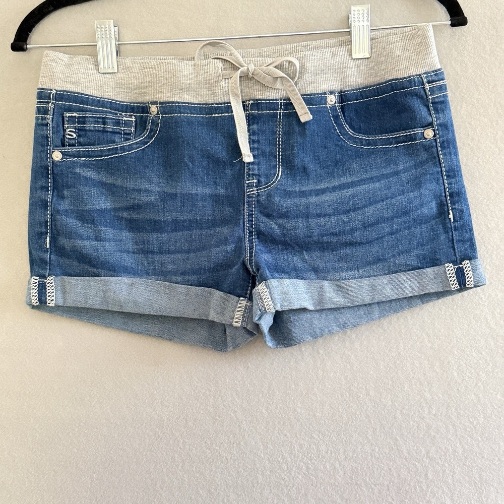 Seven7 "Eclipse Wash" Dark Denim Cuffed Boyfriend Jean Shorts Size 14 NWT